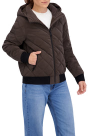 Quilted Carbon Puffer Bomber Jacket