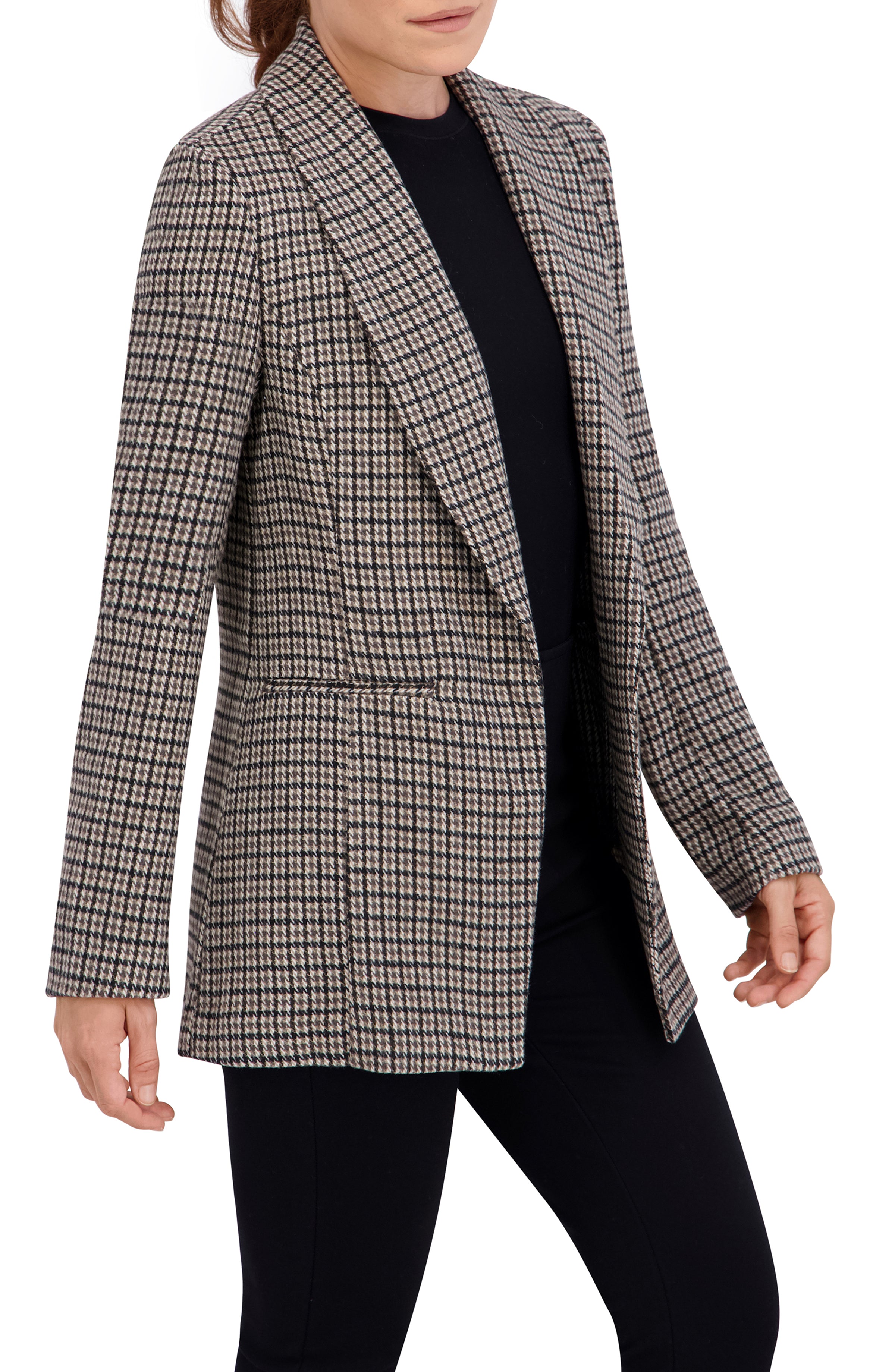 Shawl Collar, Plaid Knit Unlined Blazer