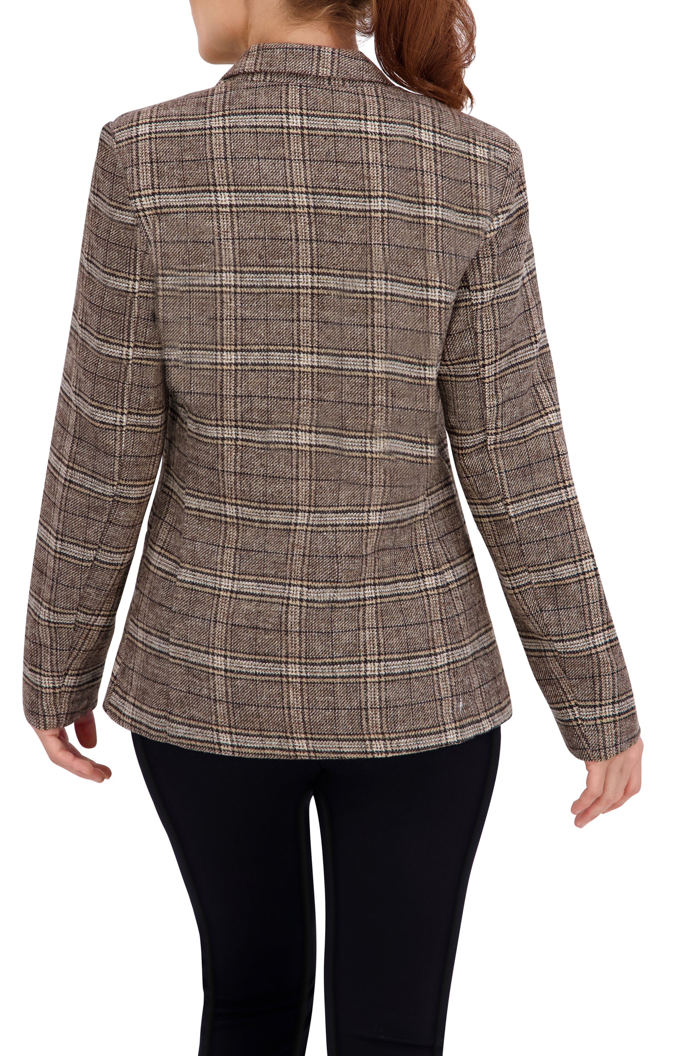 Double Breasted Plaid Unlined Blazer