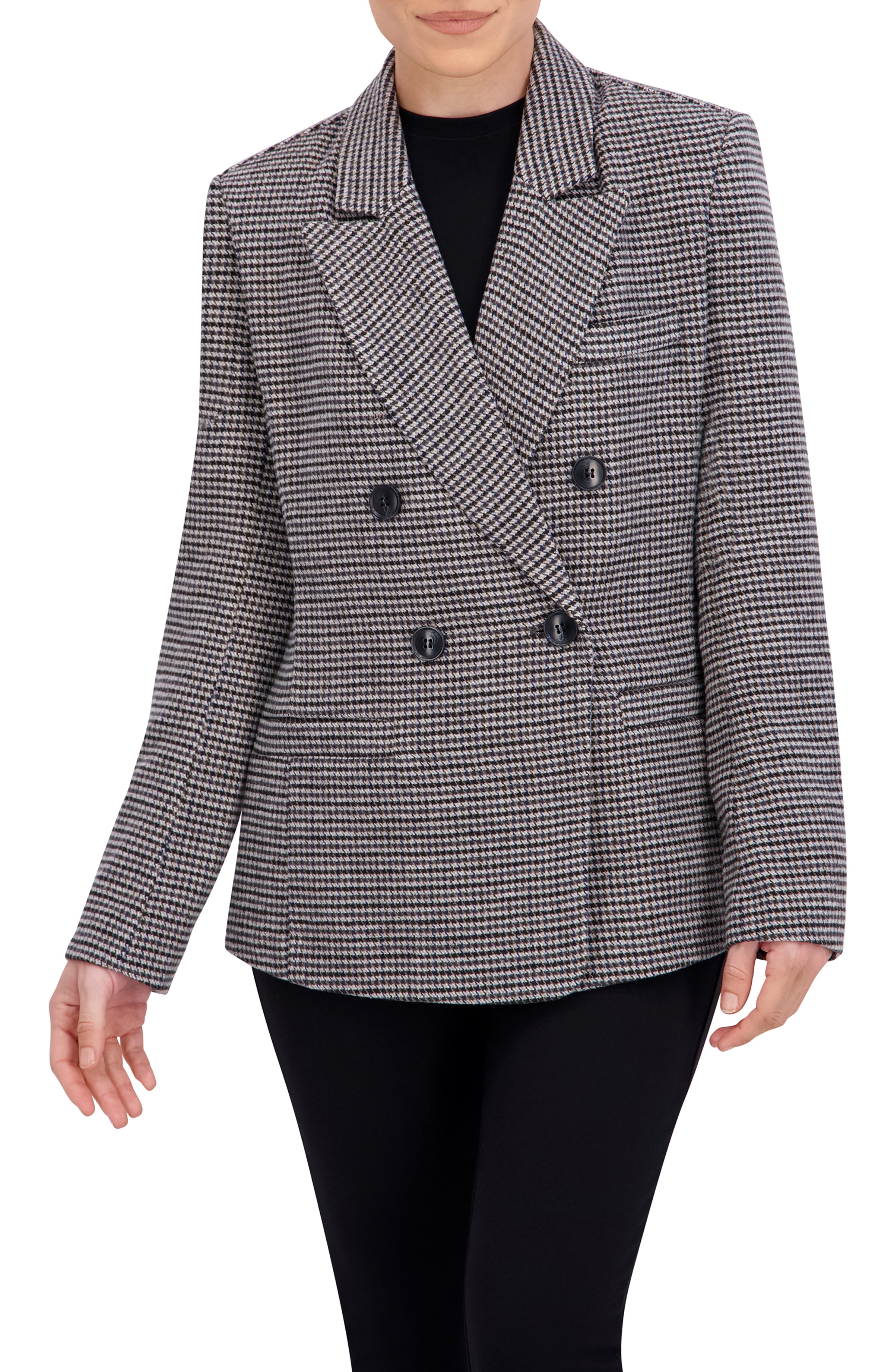 Double Breasted Plaid Unlined Blazer