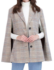 Vegan Cashmere Plaid Cape Jacket