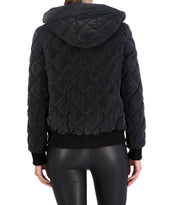 Hooded Quilted Carbon Puffer Bomber Jacket