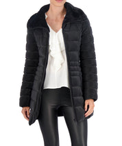 Faux Fur Trim Carbon Puffer Jacket