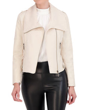 OL723019 - Mix Media Drape Front Moto - Ookie & Lala