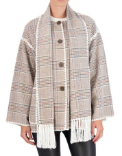 Vegan Cashmere Scarf Coat with Whipstitch Trim
