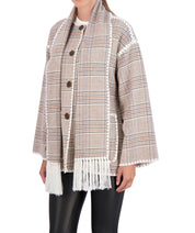 Vegan Cashmere Scarf Coat with Whipstitch Trim