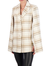 Vegan Cashmere Plaid Cape Jacket