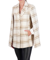 Vegan Cashmere Plaid Cape Jacket