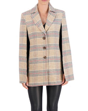 Vegan Cashmere Plaid Cape Jacket