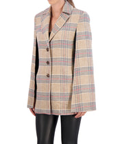 Vegan Cashmere Plaid Cape Jacket