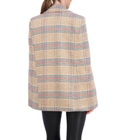 Vegan Cashmere Plaid Cape Jacket