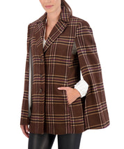 Vegan Cashmere Plaid Cape Jacket