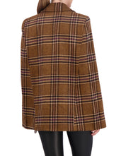 Vegan Cashmere Plaid Cape Jacket