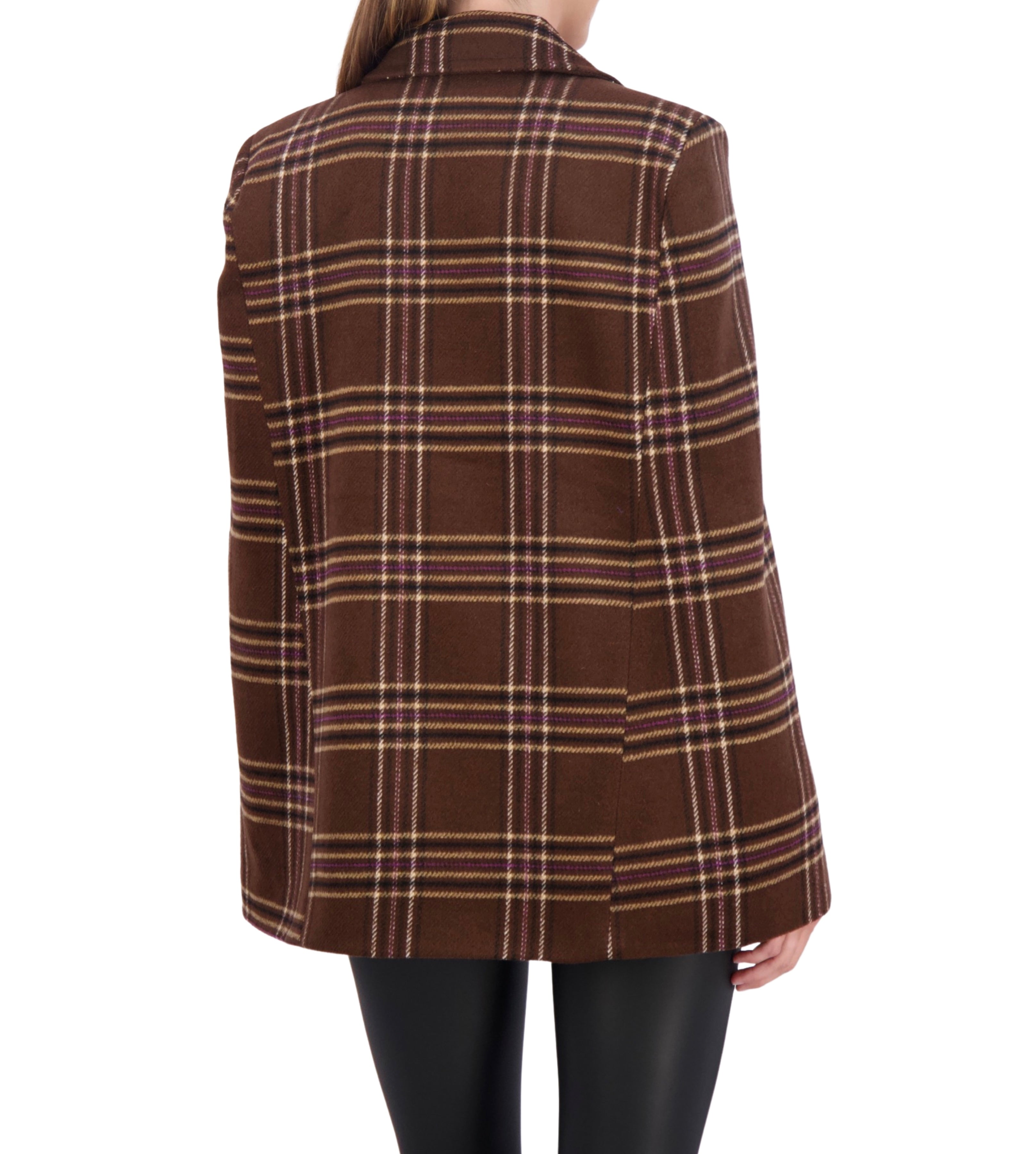 Vegan Cashmere Plaid Cape Jacket