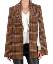 Vegan Cashmere Plaid Cape Jacket
