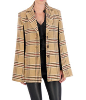 Vegan Cashmere Plaid Cape Jacket