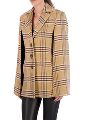 Vegan Cashmere Plaid Cape Jacket