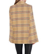 Vegan Cashmere Plaid Cape Jacket