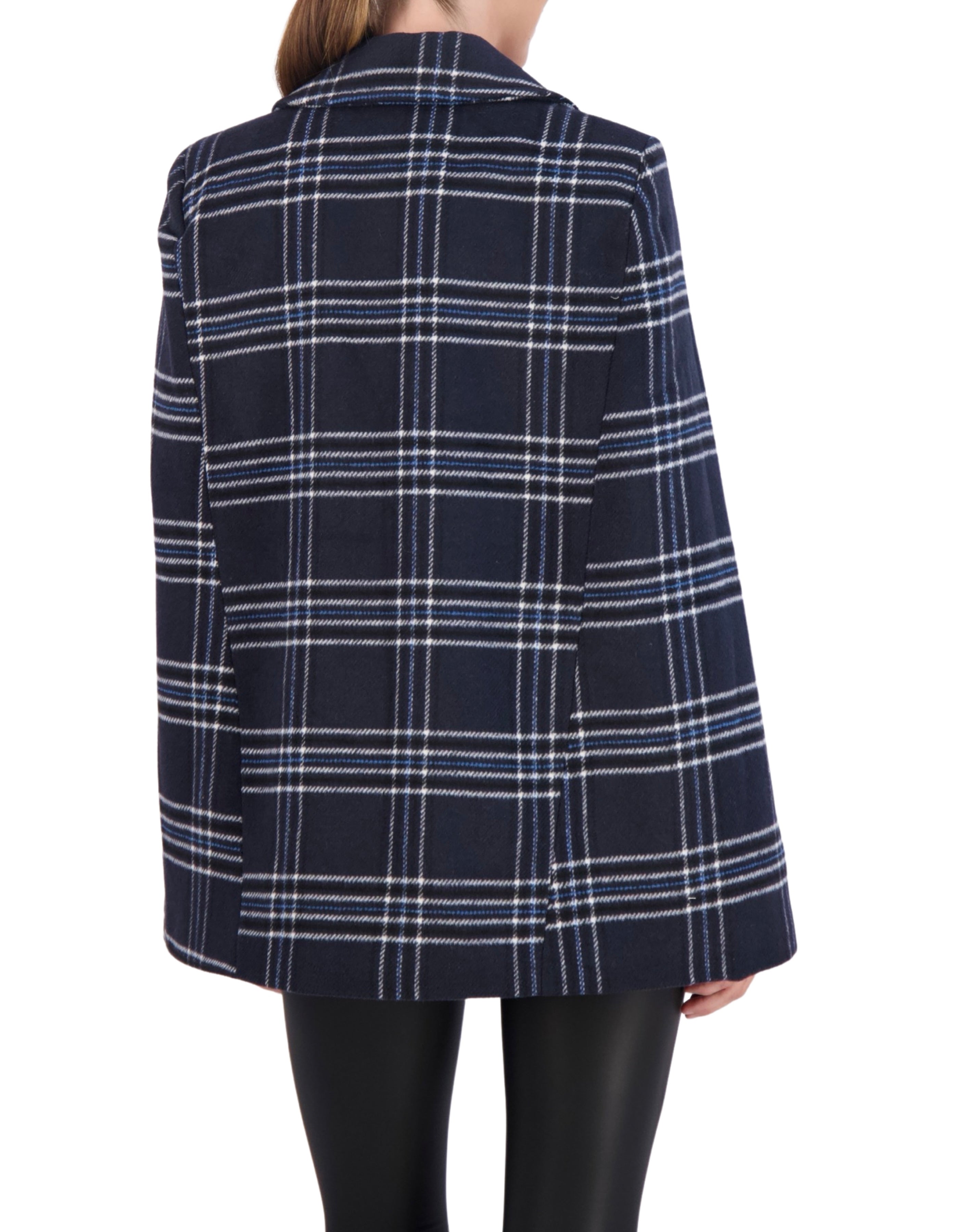 Vegan Cashmere Plaid Cape Jacket