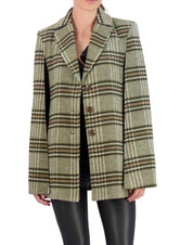 Vegan Cashmere Plaid Cape Jacket