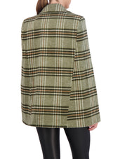 Vegan Cashmere Plaid Cape Jacket