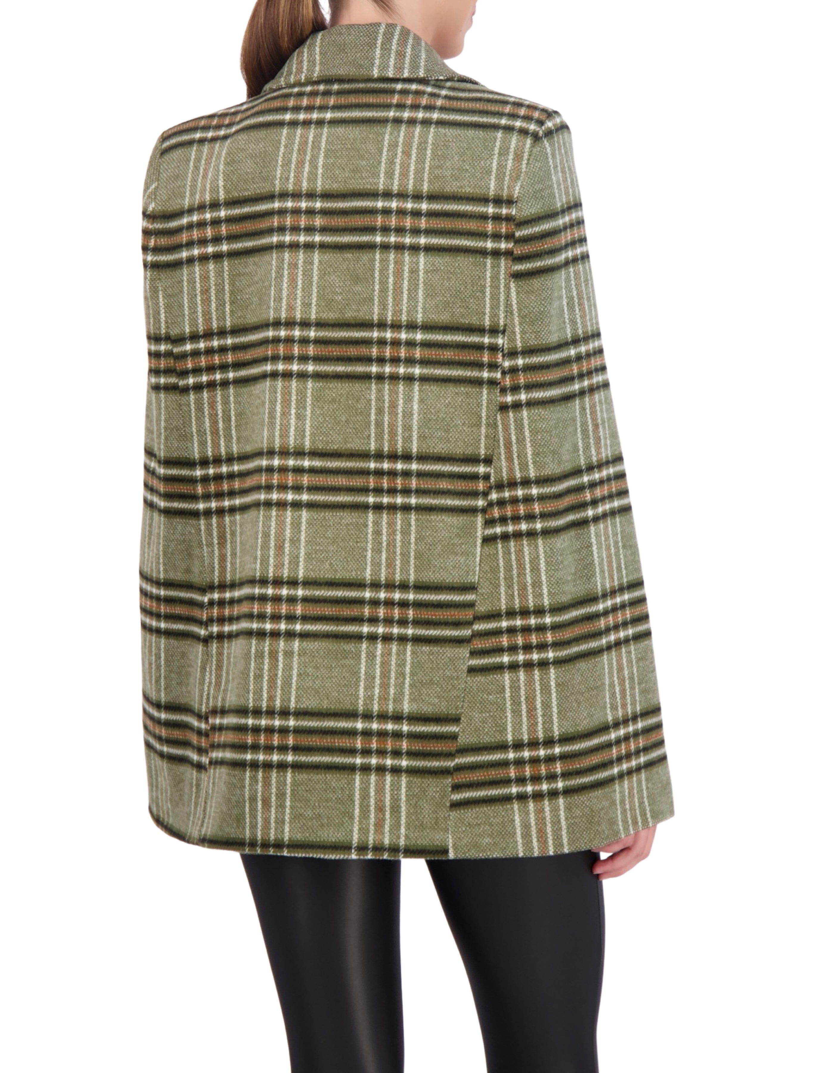 Vegan Cashmere Plaid Cape Jacket