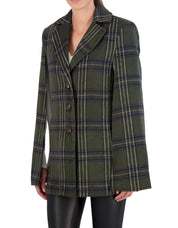 Vegan Cashmere Plaid Cape Jacket