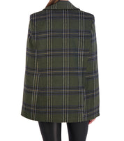 Vegan Cashmere Plaid Cape Jacket