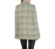 Vegan Cashmere Plaid Cape Jacket