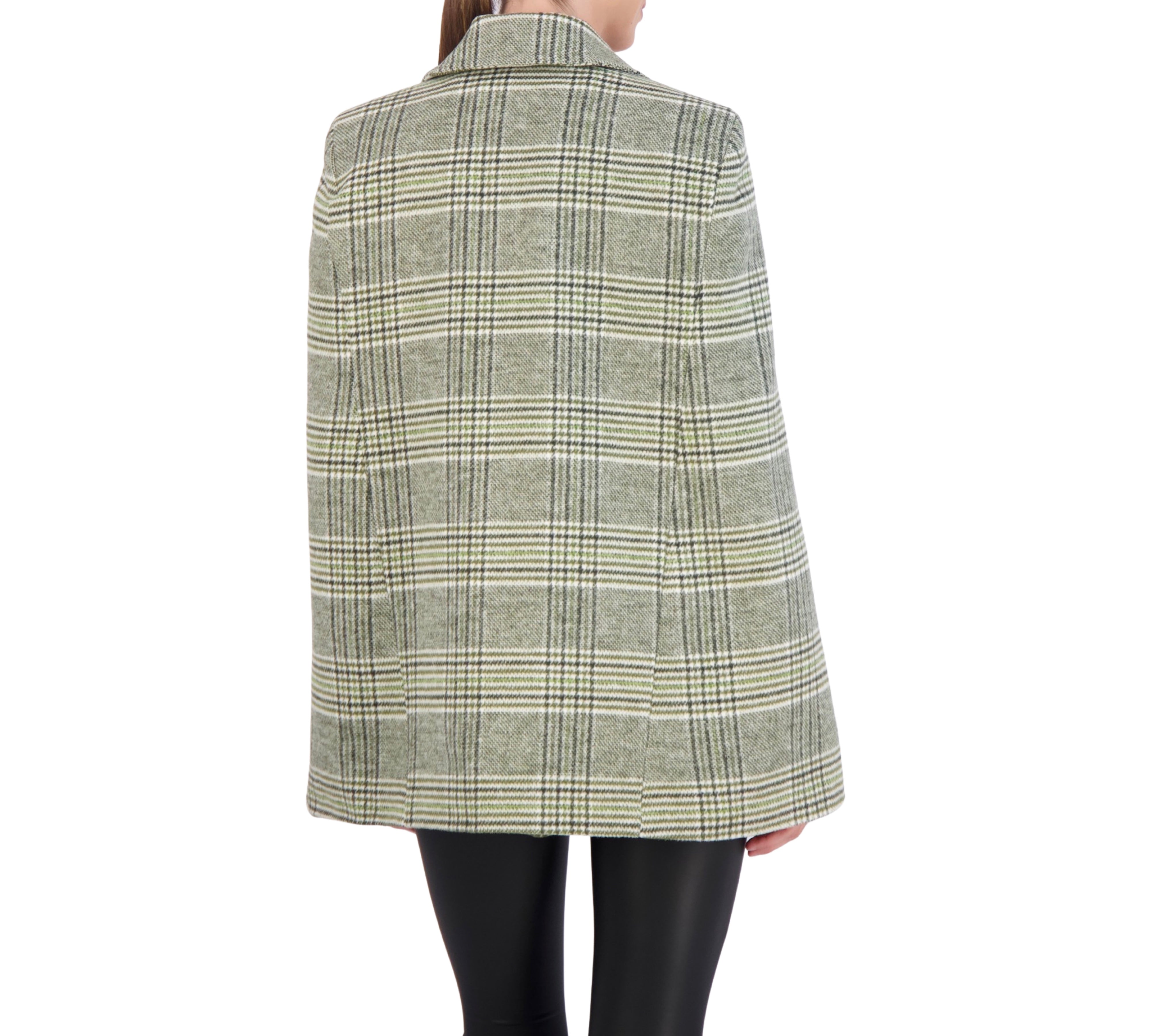 Vegan Cashmere Plaid Cape Jacket