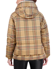 Cropped Plaid Utility Puffer