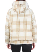 Cropped Plaid Utility Puffer