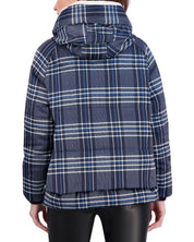 Cropped Plaid Utility Puffer