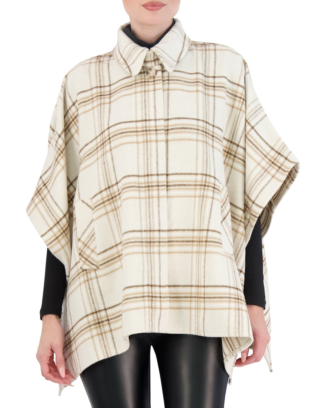 Vegan Cashmere Plaid Cape