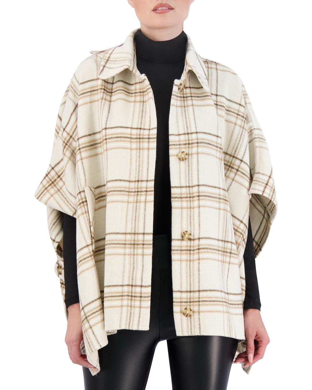 Vegan Cashmere Plaid Cape