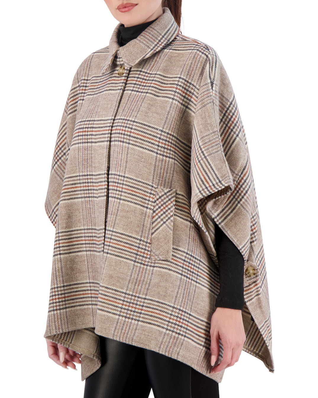 Vegan Cashmere Plaid Cape
