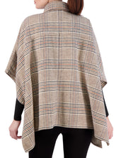 Vegan Cashmere Plaid Cape