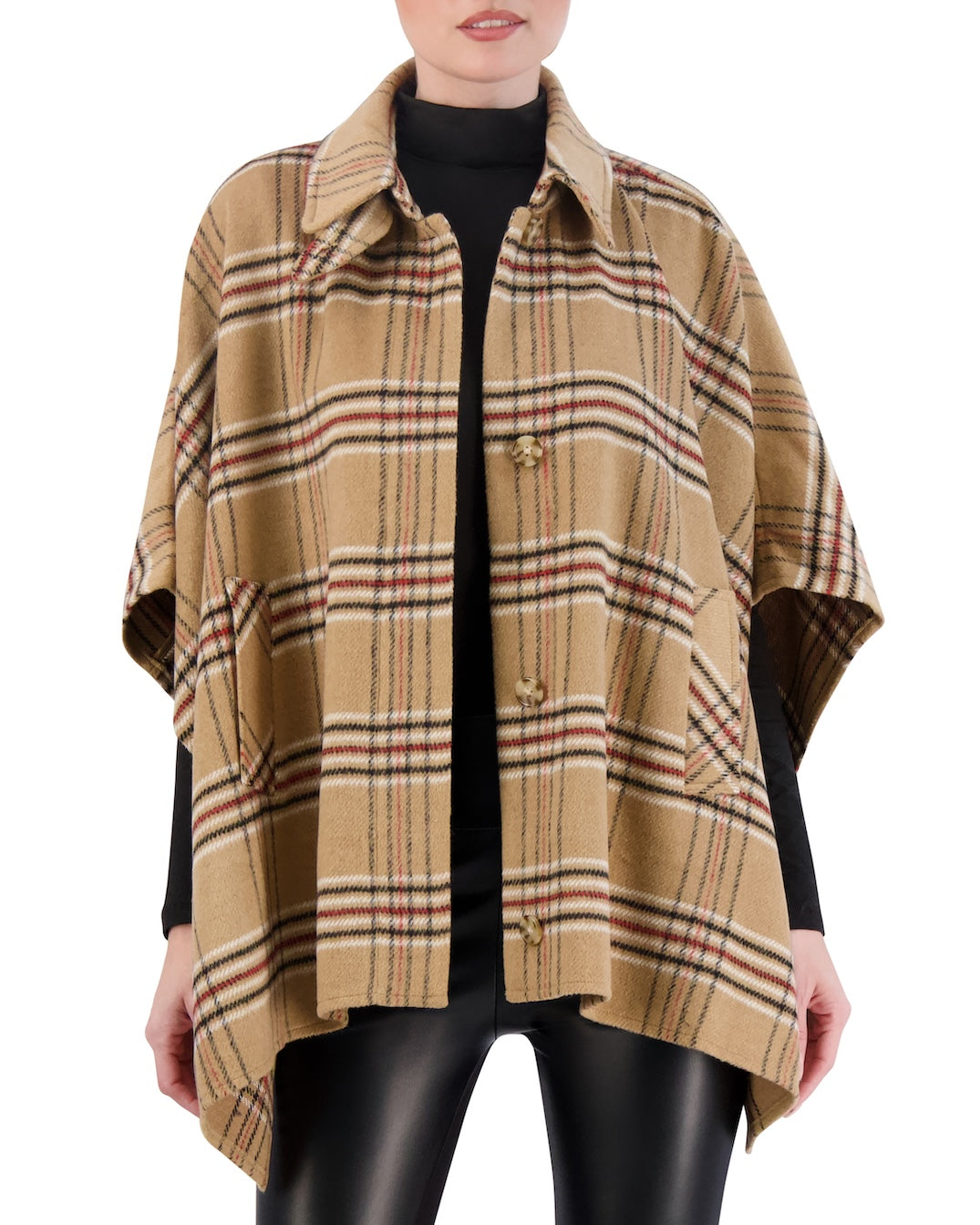 Vegan Cashmere Plaid Cape