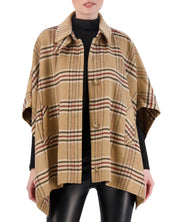 Vegan Cashmere Plaid Cape