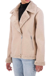 Vegan Cashmere faux shearling boyfriend moto