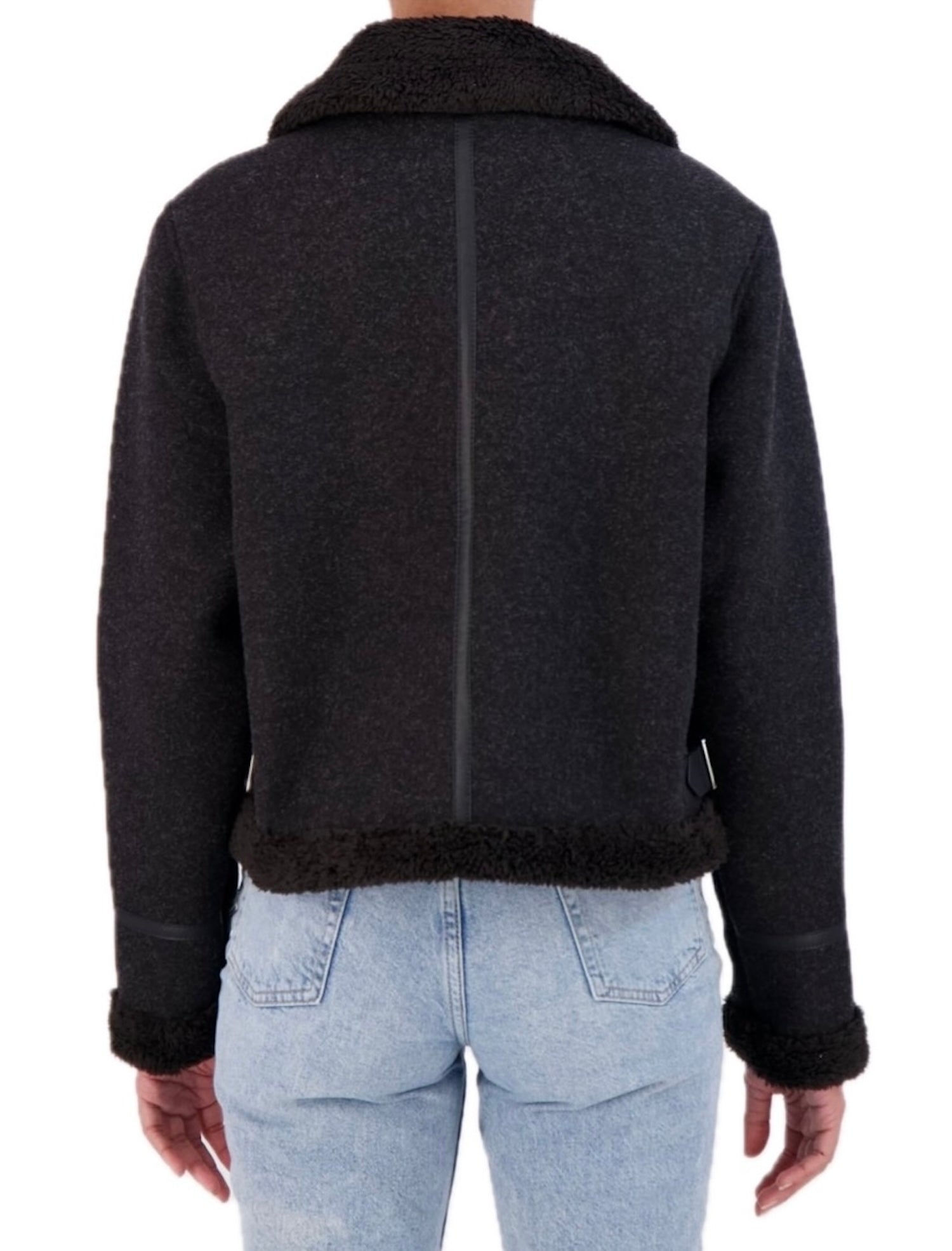 Cropped Vegan Cashmere faux shearling jacket