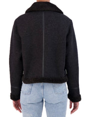 Cropped Vegan Cashmere faux shearling jacket