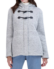 Sweater Bonded to Sherpa - Hooded Zip Front Jacket with Toggle Closure