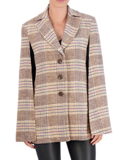 Vegan Cashmere Plaid Cape Jacket