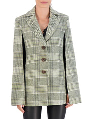 Vegan Cashmere Plaid Cape Jacket