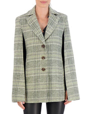 Vegan Cashmere Plaid Cape Jacket