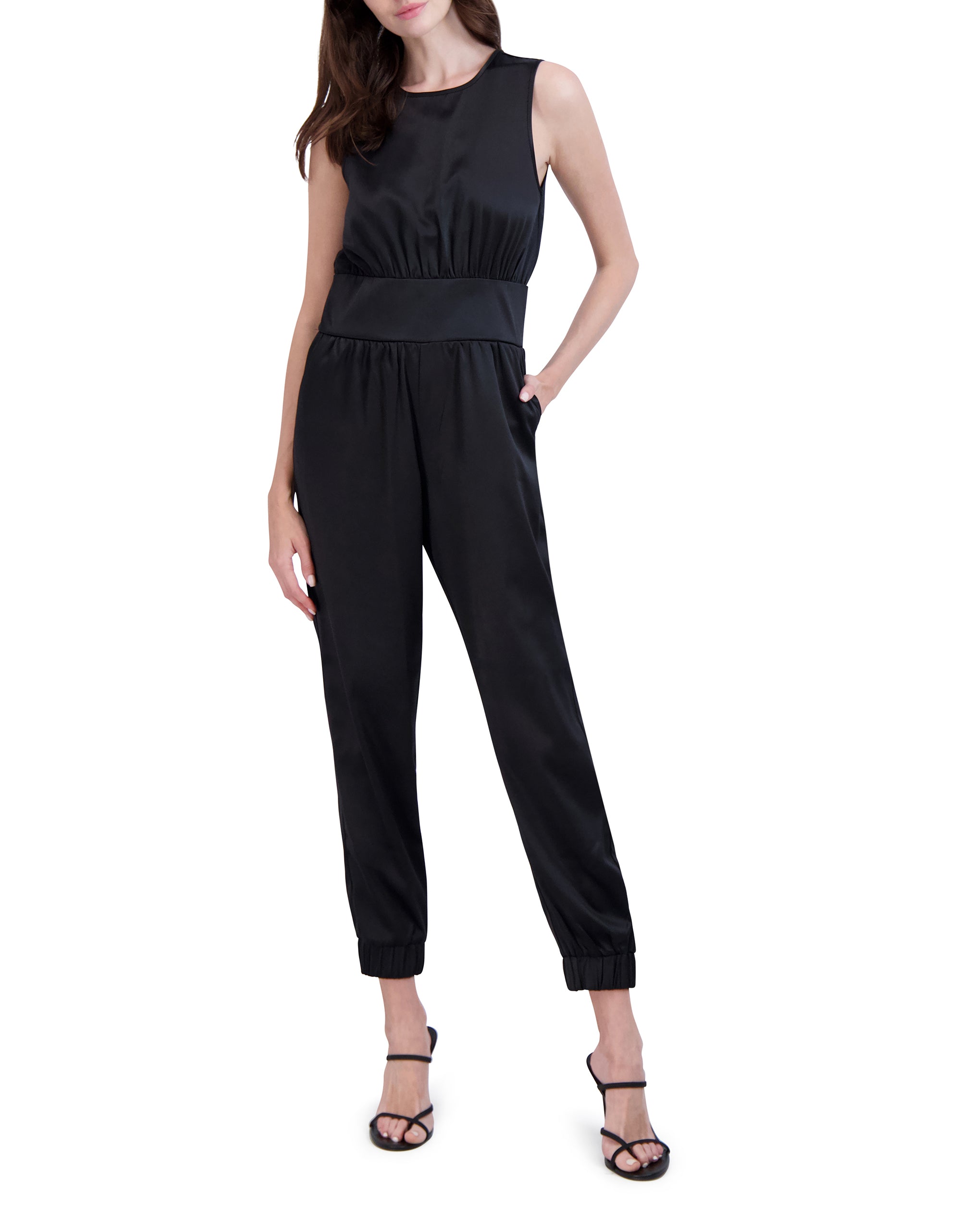OL221033S - Sleeveless Satin Jumpsuit - Ookie & Lala