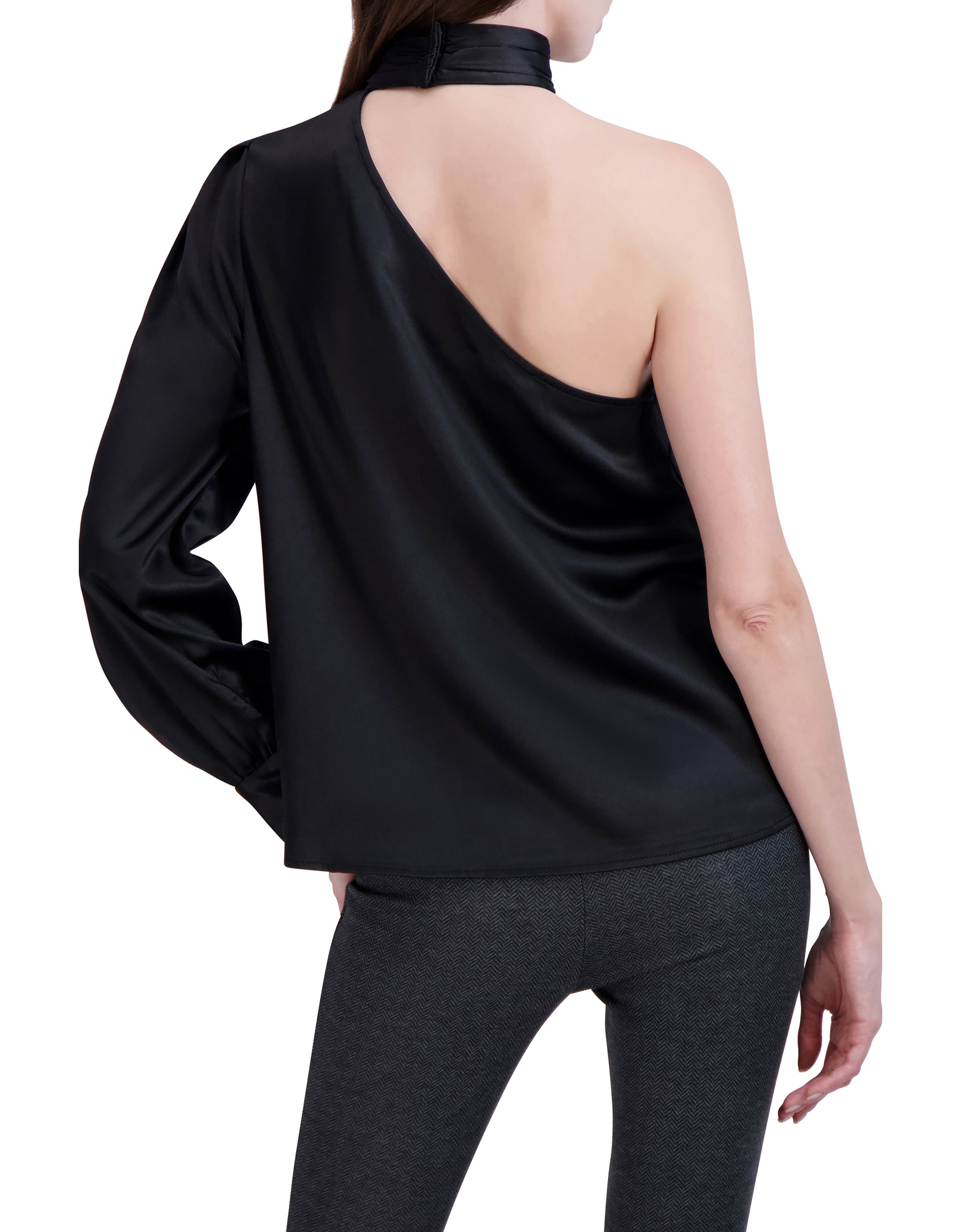 OL621025 - One Shoulder Puff Sleeve Satin Top - Ookie & Lala