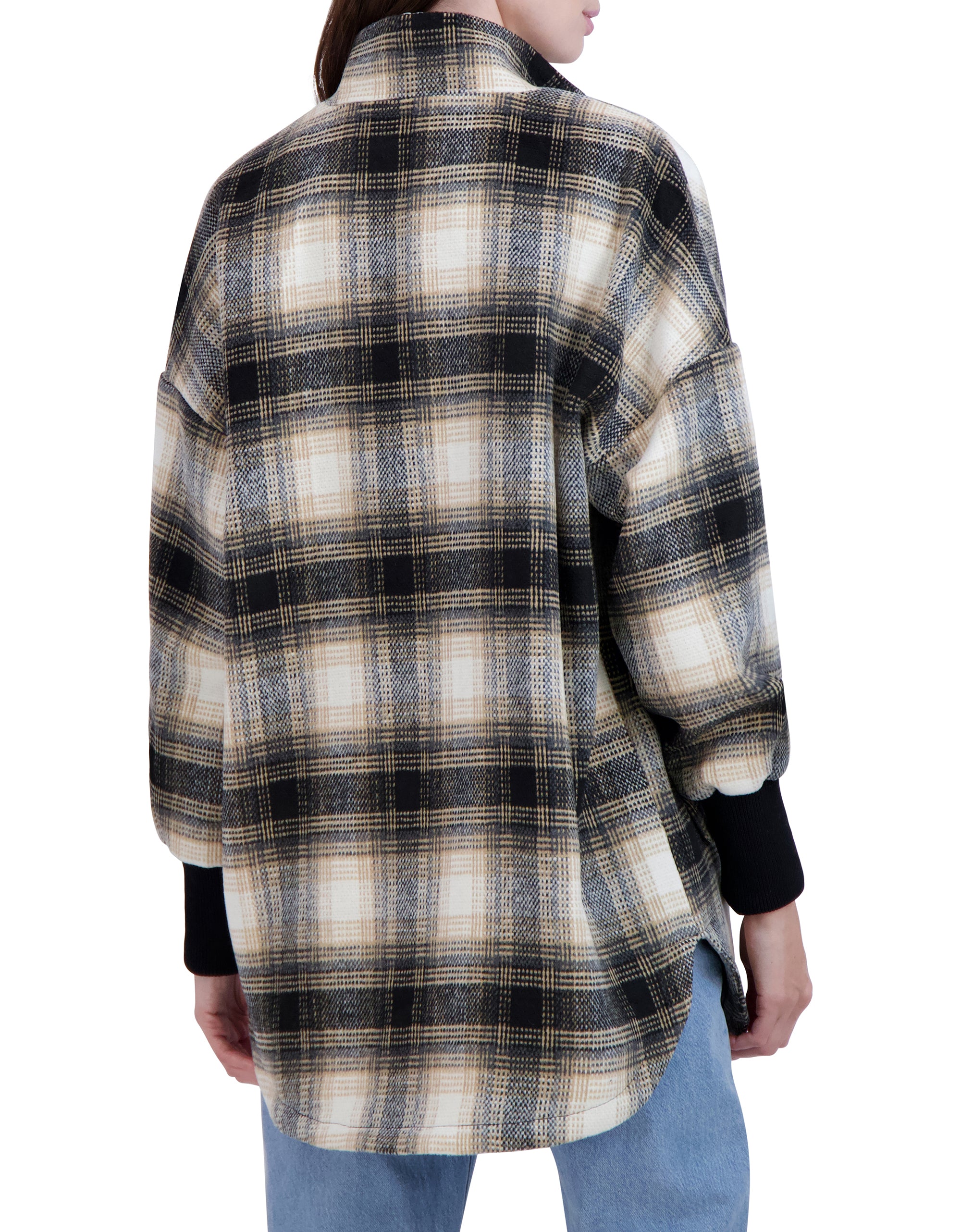 OL721101 - Zip Front Plaid Jacket with Rib Cuffs - Ookie & Lala