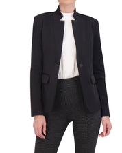 OL722034PP - Scuba Knit One Button Blazer with Inverted Collar - Ookie & Lala